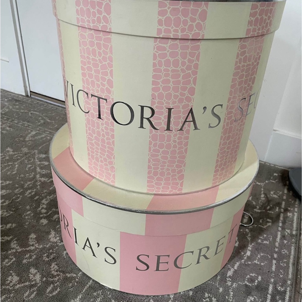 Victoria's Secret Pink and Cream Hat Boxes